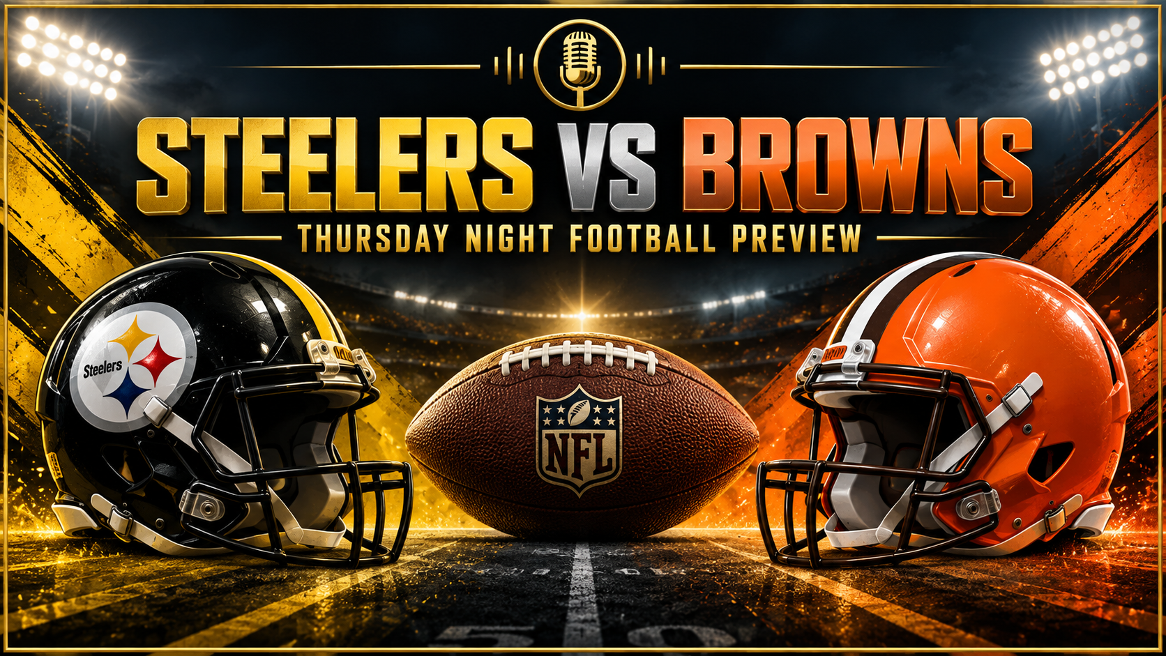 Thursday Night Football Preview graphic featuring the Pittsburgh Steelers and Cleveland Browns